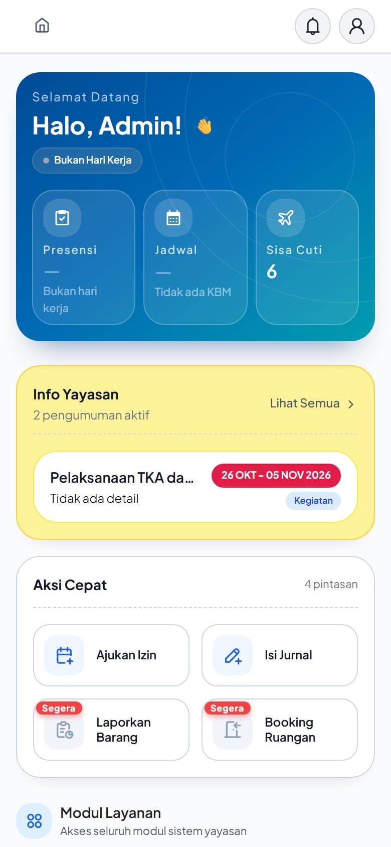 The same ERP home screen on a phone